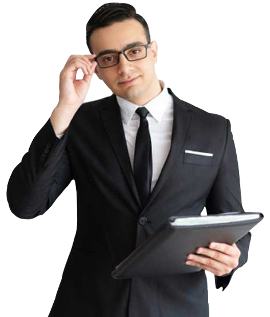 Professional man in suit holding tablet Professional man in suit holding tablet